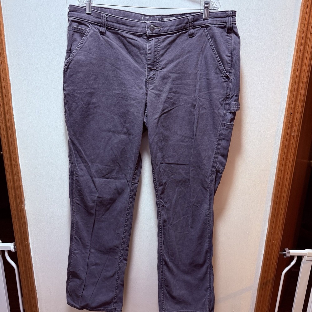 Carhartt Cargo Carpenter Pants Womens Size 18 Regular Loose Fit Gray Workwear - Picture 1 of 7